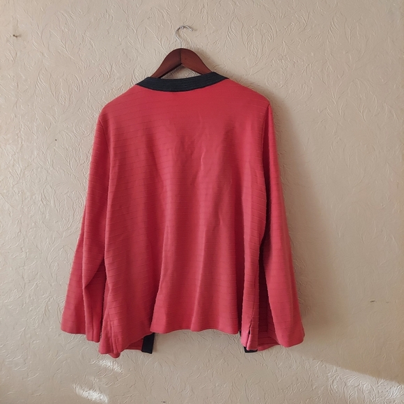 Alfred Dunner Coral and Grey Open Front Sweater with Attached Tank Shell Sz 1X - Picture 5 of 8